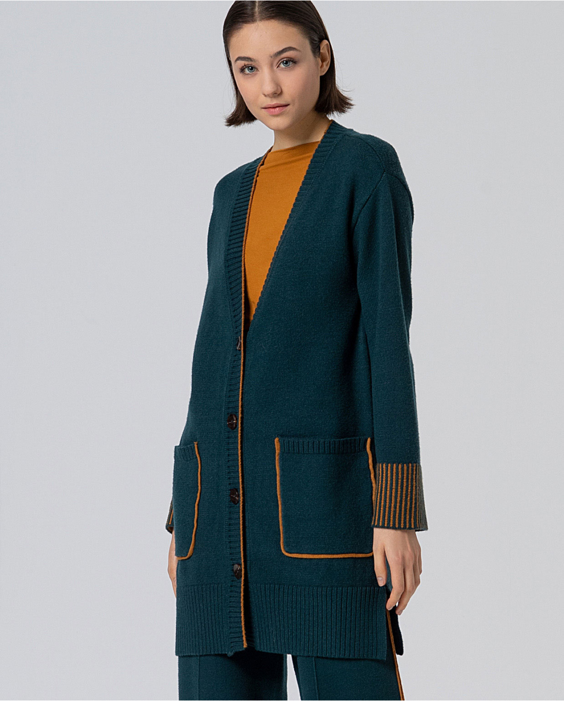 Cardigan tasche — Verde, foto 5