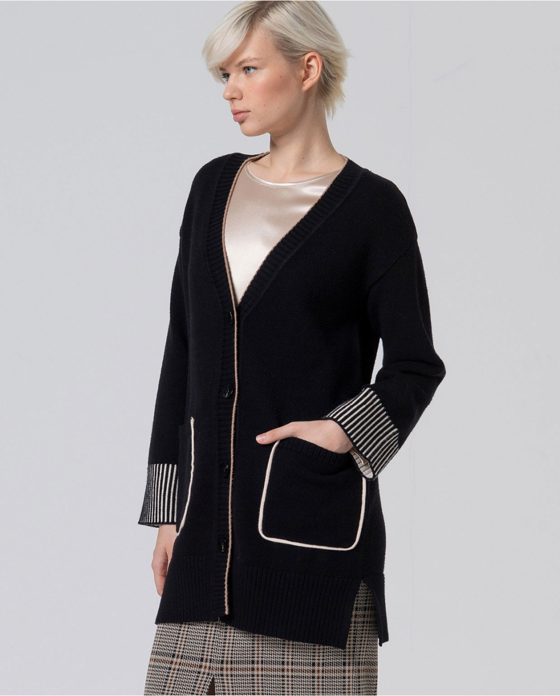 Cardigan tasche — Verde, foto 3