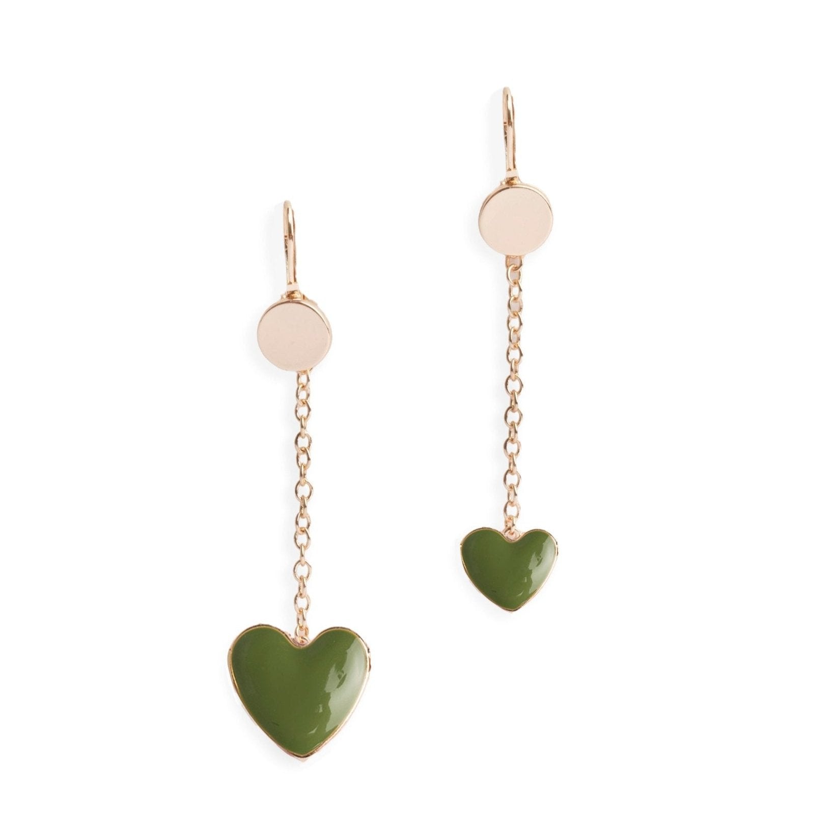 Orecchini pendente cuore — Verde