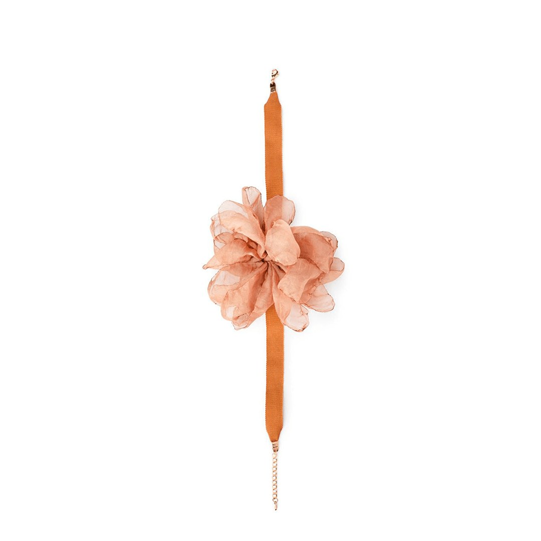 Collarino fiore tessuto marrone — Marrone