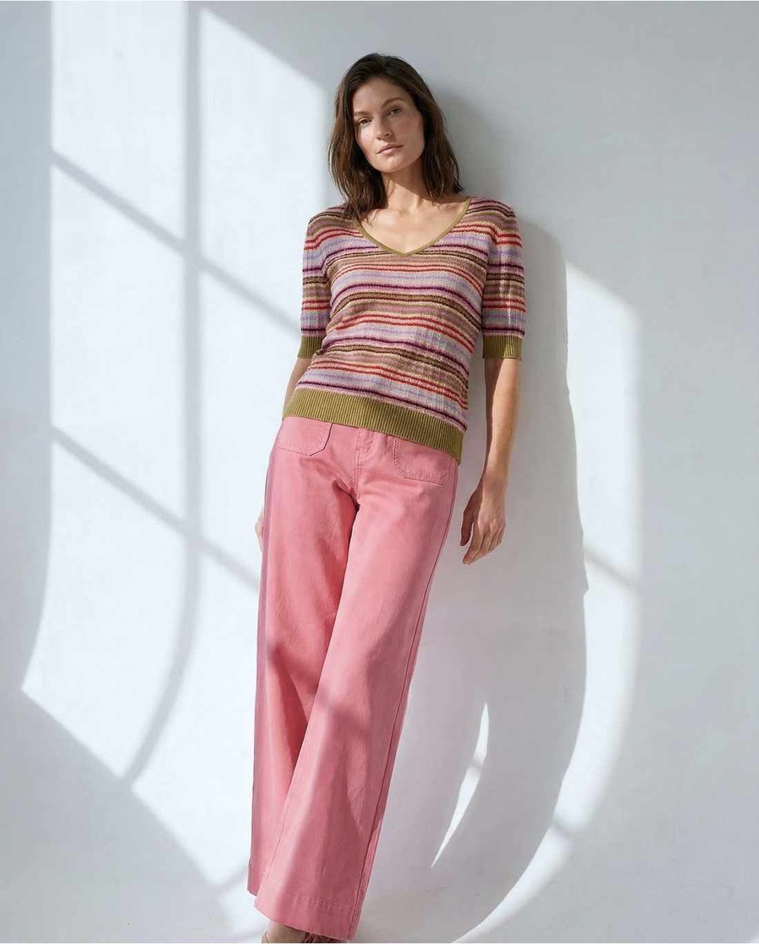 Maglia scollo a v — Rosa, foto 3