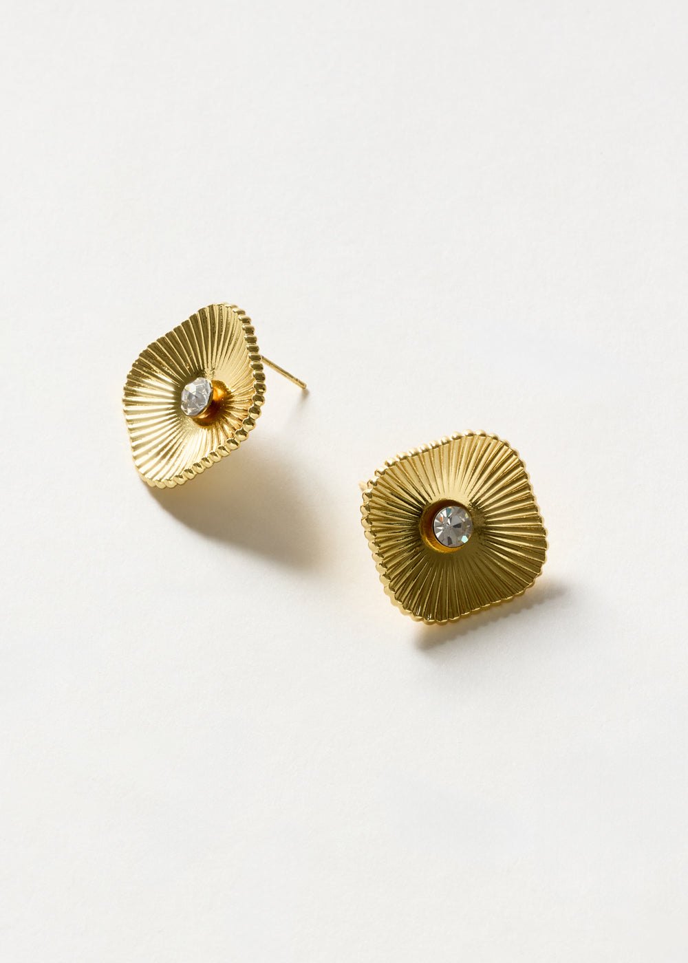 Orecchini quadrati con pietra — Oro, foto 3
