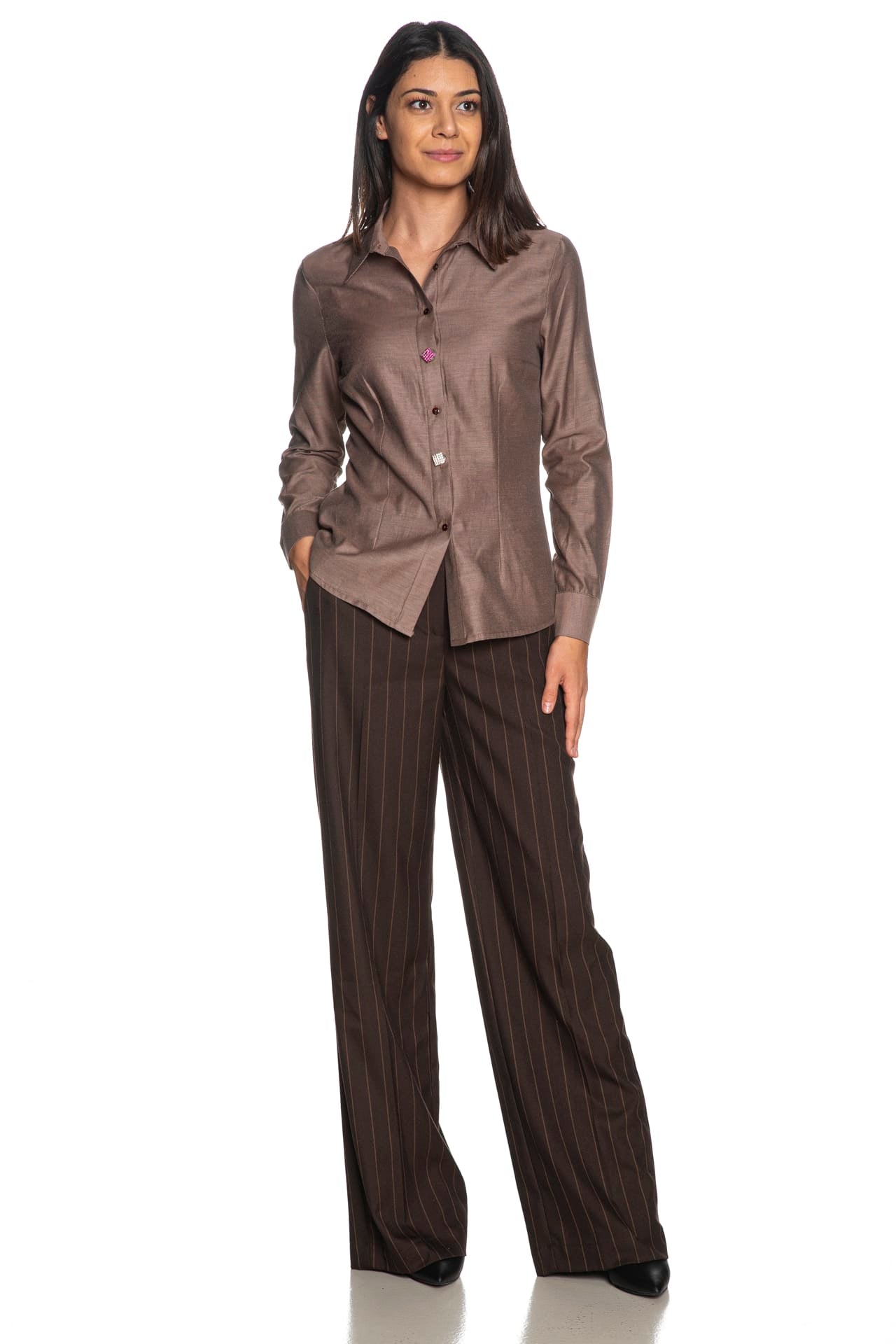 Camicia cn strass bottoni — Bianco, foto 4