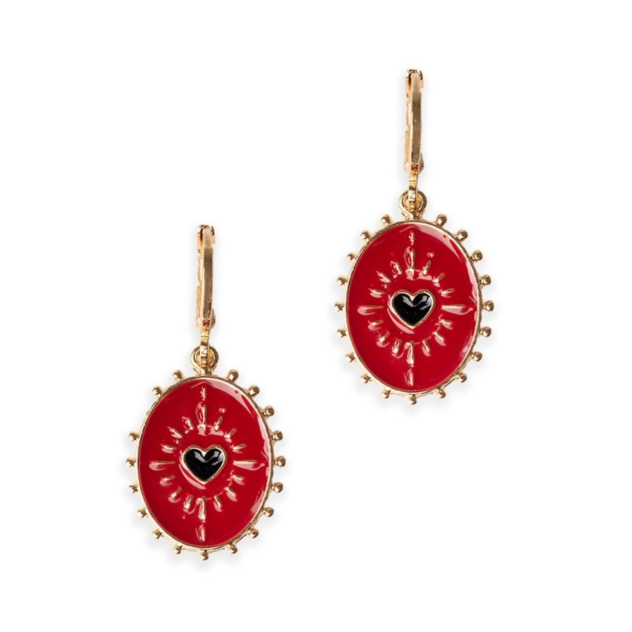 Orecchini con cuore sacro rosso — Rosso