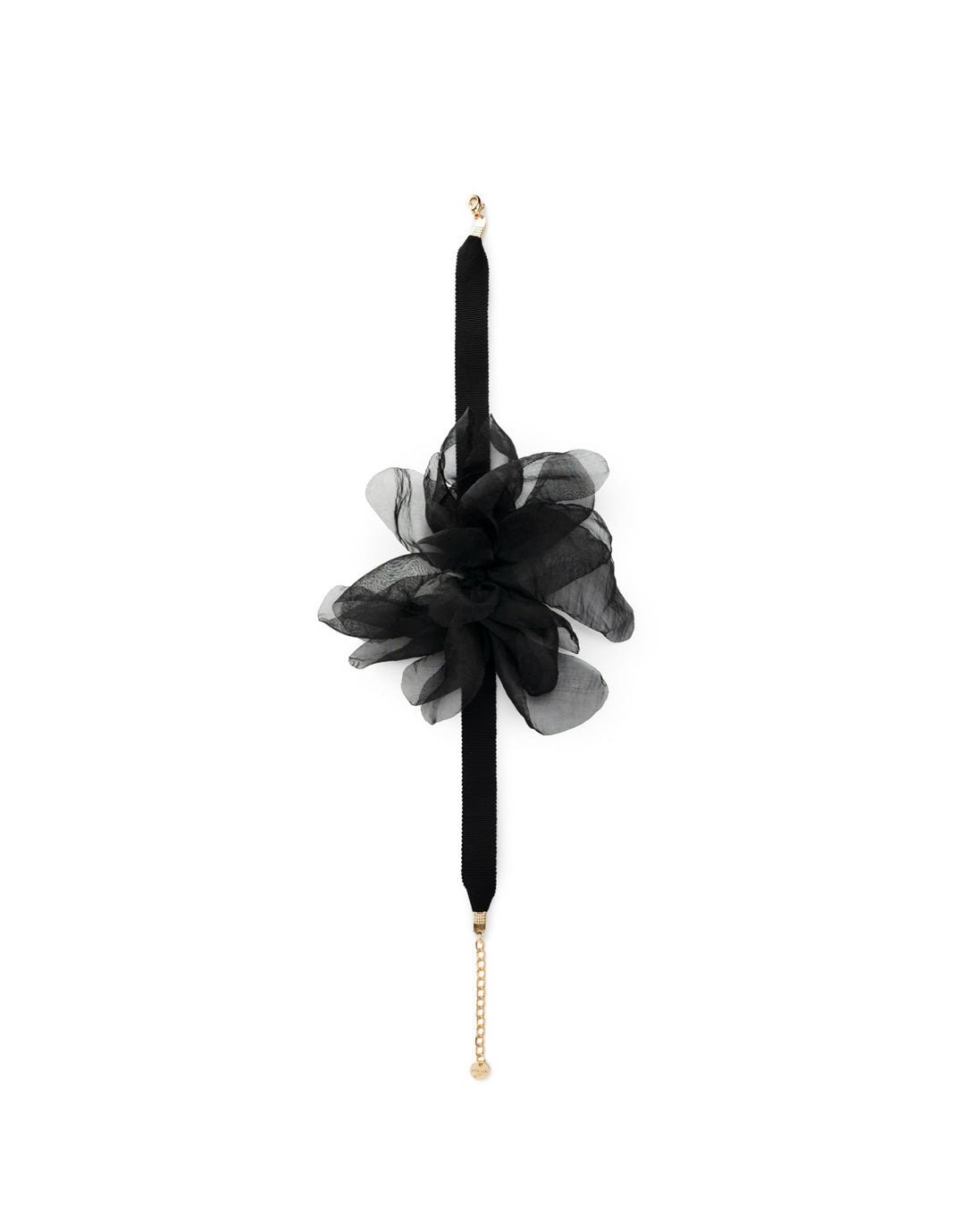 Collarino fiore tessuto nero — Nero
