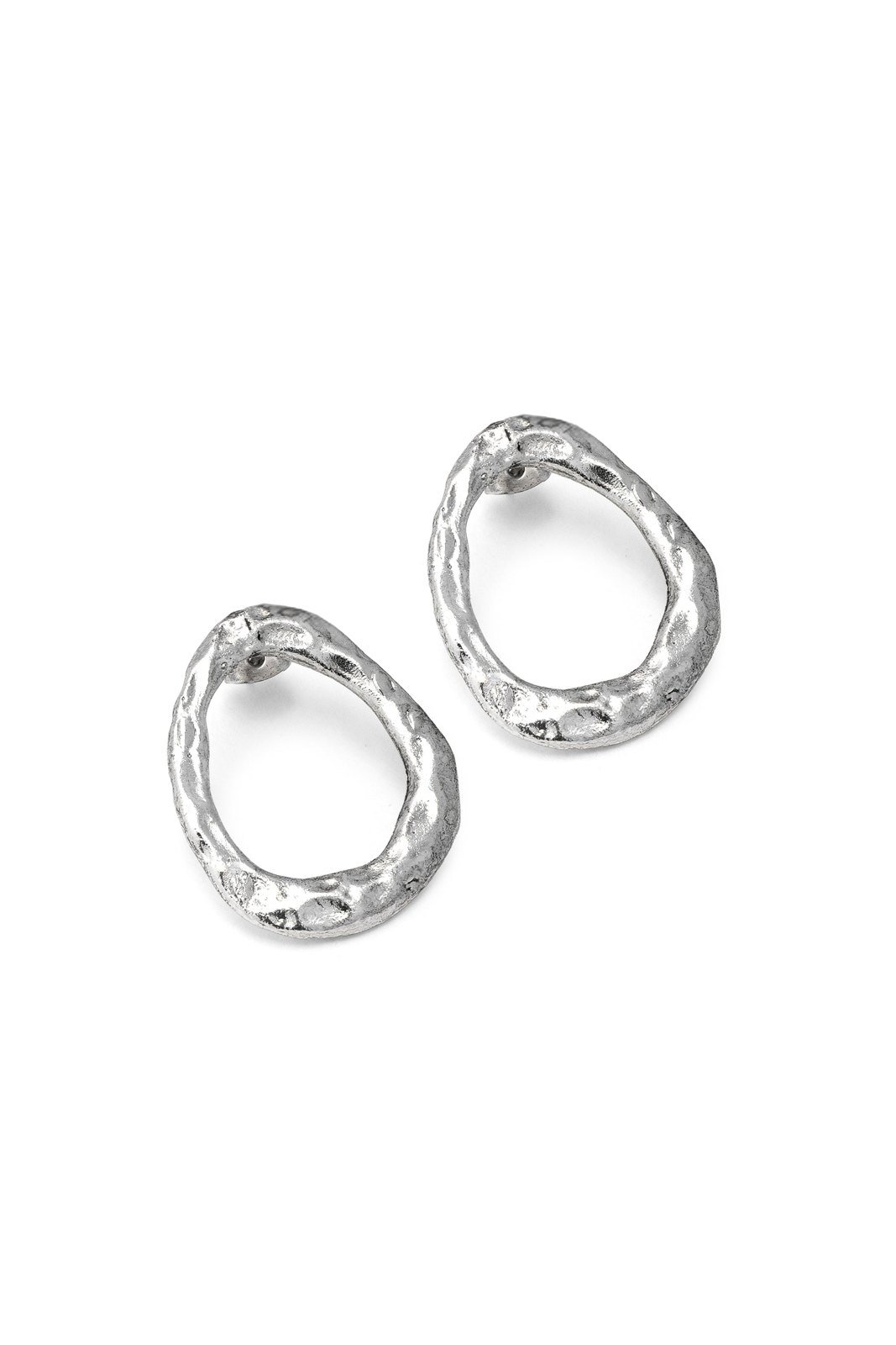 Orecchini ovale irregolare — Argento, foto 2